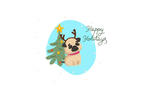 Dog Christmas Holiday Illustration – A Versatile Graphic Design Freebie for Sellers