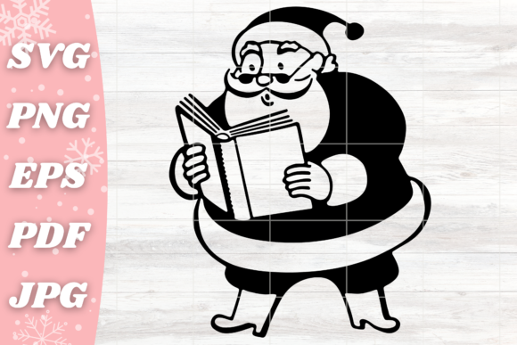 Retro Santa Claus Reading a Book: A Graphic Design Asset for Crafts and Seasonal Projects