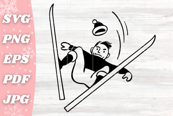 Retro Skiing Guy Wipeout: A Playful Graphic for Crafts and Branding