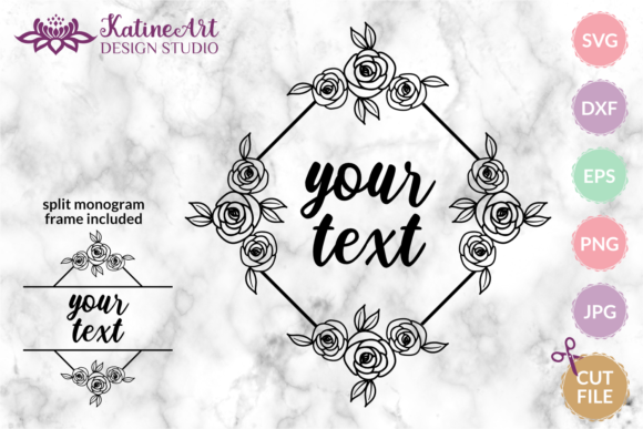 Rose Geometric Frame, Floral Border SVG for Crafts and Graphics