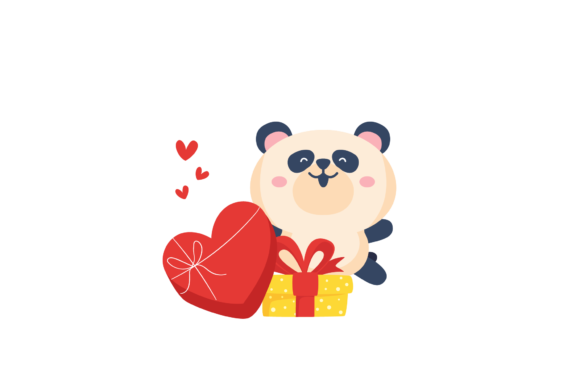 Valentine Panda Love Romantic Day Graphics for Freebies and Creative Projects