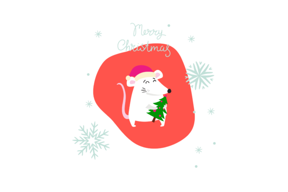 White Mouse Christmas Illustration: A Festive Graphic Design Freebie for Digital Sellers